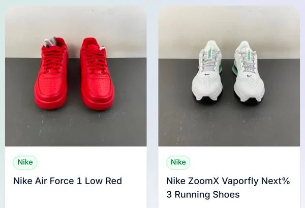 Sneaker: due schede prodotto prese dalla vetrina