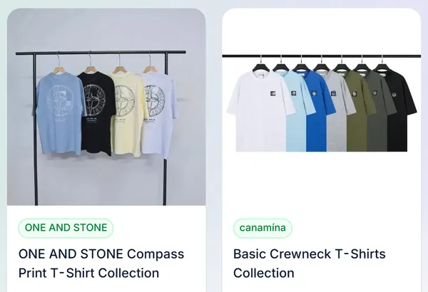 T-shirt: due schede prodotto prese dalla vetrina